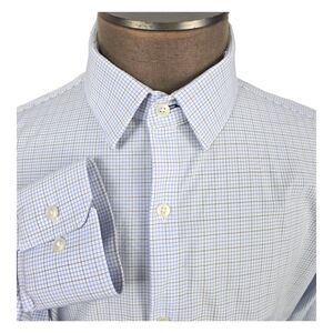 Mizzen+Main Leeward Performance Dress Shirt Blue Check Mens XL Standard Fit
